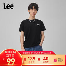 Lee 24春夏新品标准版型圆领logo字母印花男短袖T恤潮LMT0081214LE 黑色 L 99元（