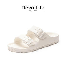 Devo 的沃 Life的沃男女同款凉拖EVA一字拖鞋外穿夏季防水海边沙滩鞋1618 白色E