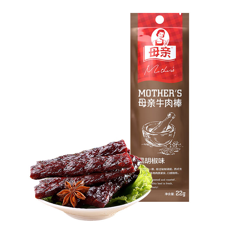 PLUS会员：母亲 牛肉棒黑胡椒味22g（任选5件） 3.85元（需买5件，需用券）