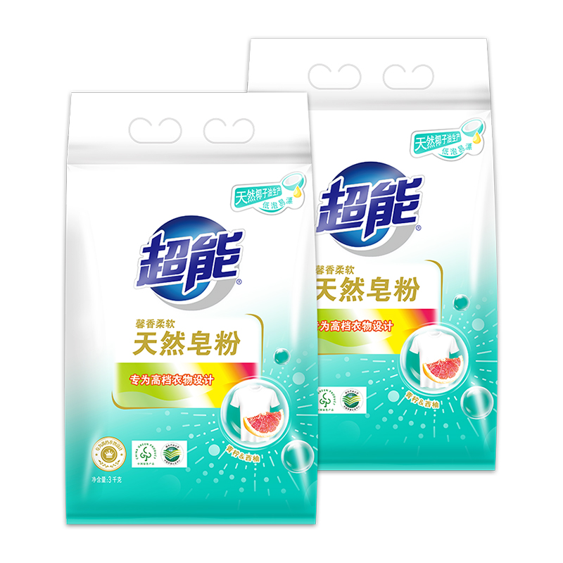 88VIP：超能 天然皂粉 3kg*2袋 62.31元