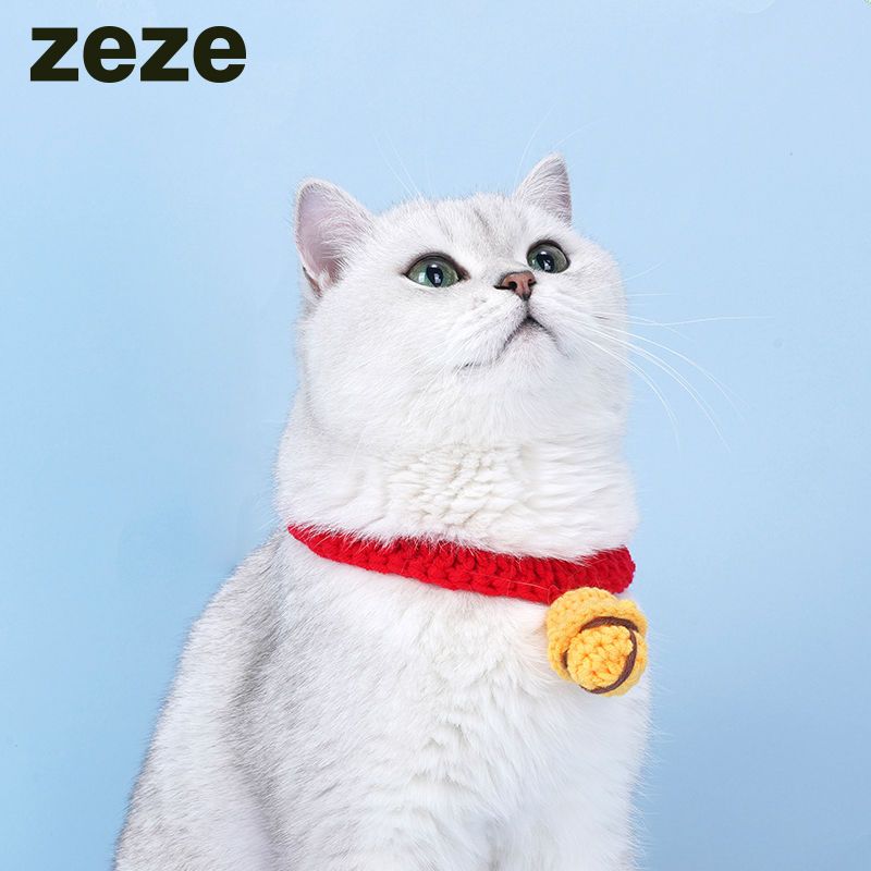 百亿补贴：zeze 猫咪铃铛项圈宠物脖子饰品围脖手工编织可爱无声铃铛日系