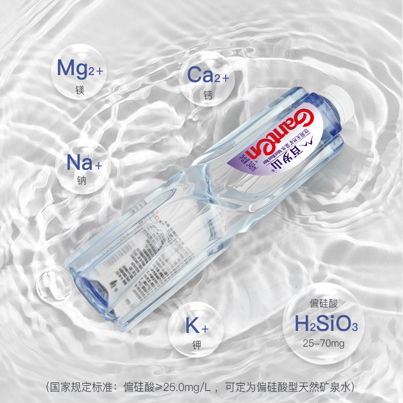 Ganten 百岁山 天然矿泉水348ml*6瓶偏硅酸健康饮用水办公室会议小瓶装水 9.8元