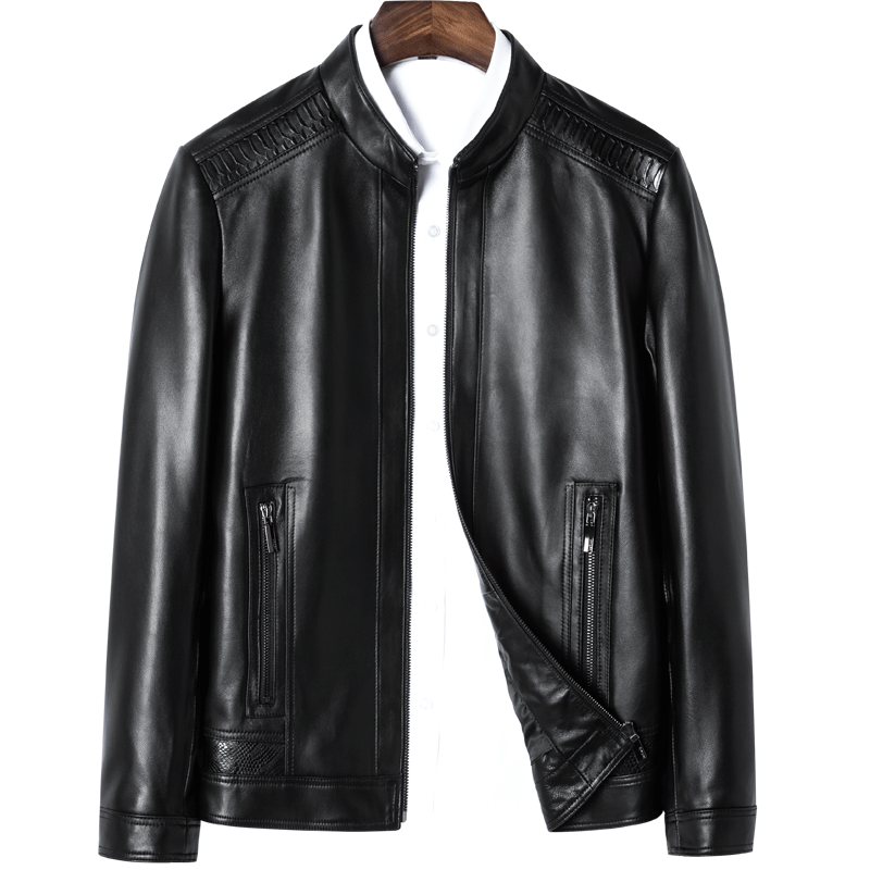 凯撒 真皮绵羊皮 男士立领短款厚单皮外套 皮衣男夹克 秋冬款 426元（回归