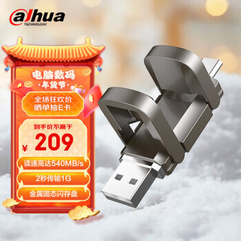 da hua 大华 S809系列 USB 3.2 U盘 灰色 256GB USB-A/Type-C双口 204元（需用券）