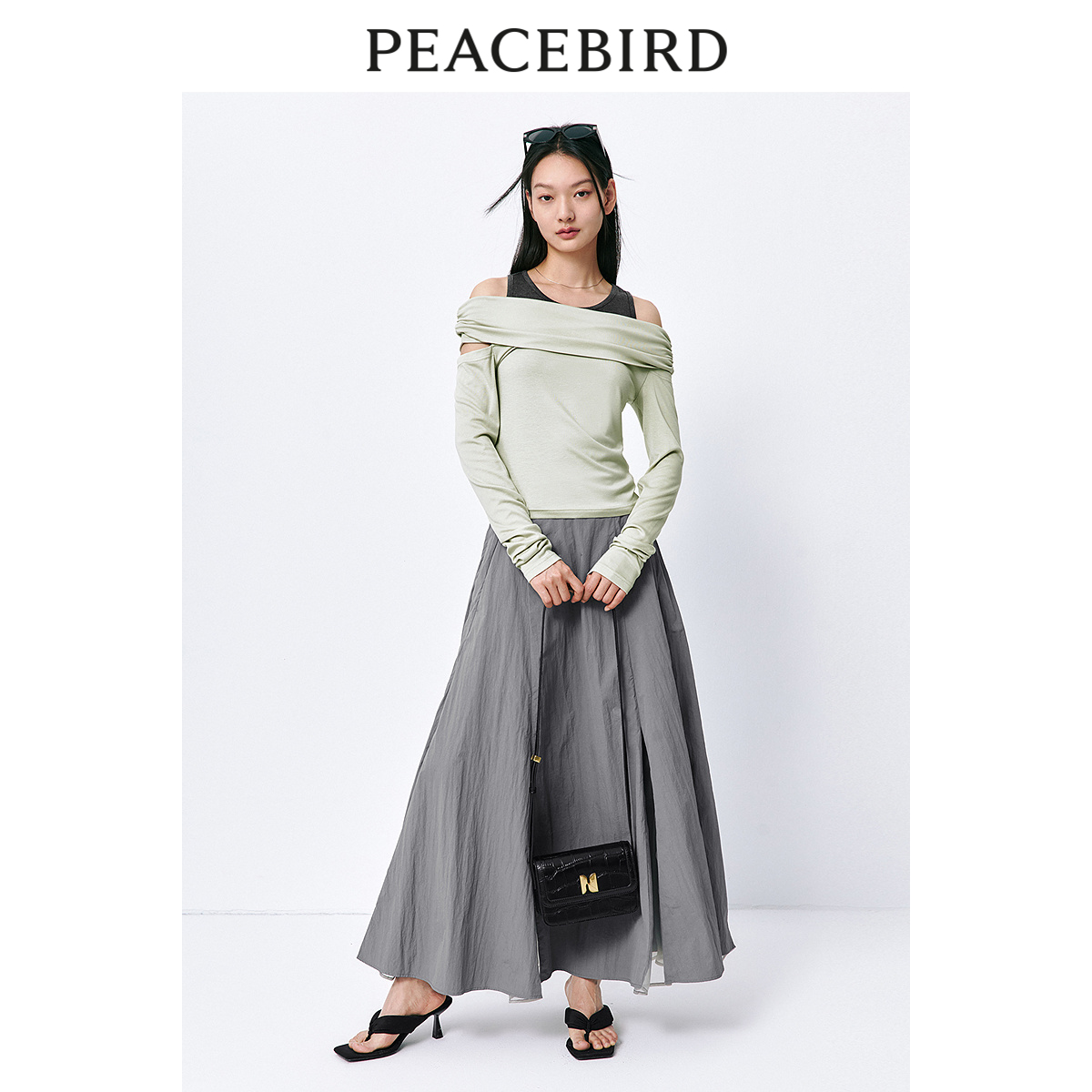 PEACEBIRD 太平鸟 女士露肩上衣 A8CPE2A26 91元