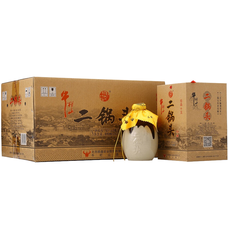 PLUS:牛栏山二锅头 珍品十五 清香型 白酒 45度 400ml*6瓶 整箱装 年货送礼 241.56