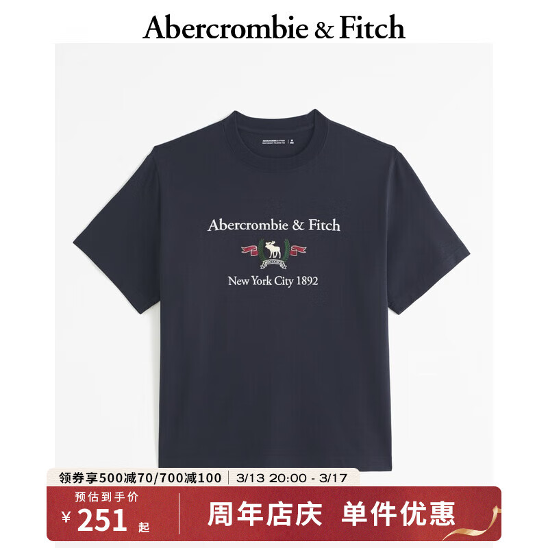 Abercrombie & Fitch 24春夏新款小麋鹿圆领T恤 358443-1 154.55元
