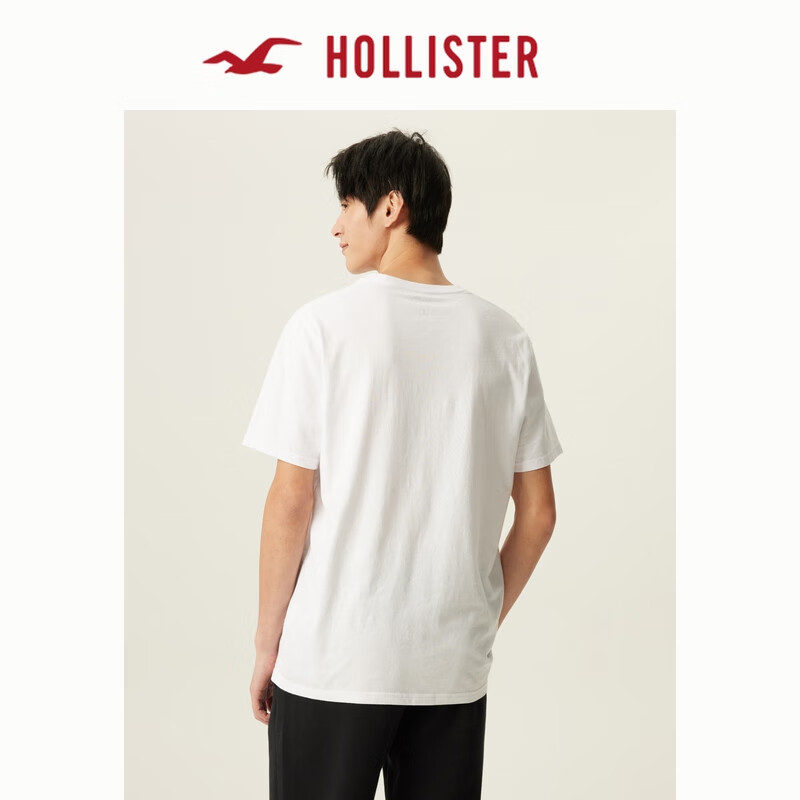 HOLLISTER 霍利斯特 24夏季款经典小海鸥情侣黑色短袖T恤男装女装KI324-4042 白色