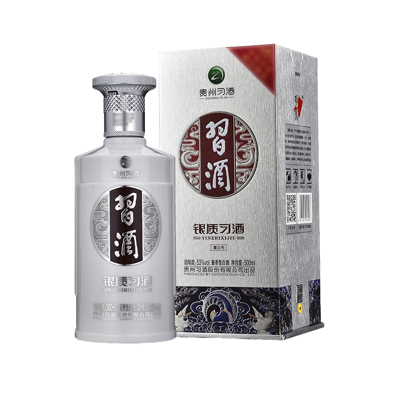 XIJIU 习酒 银质 第三代 53%vol 酱香型白酒 500ml 单瓶装 105.5元