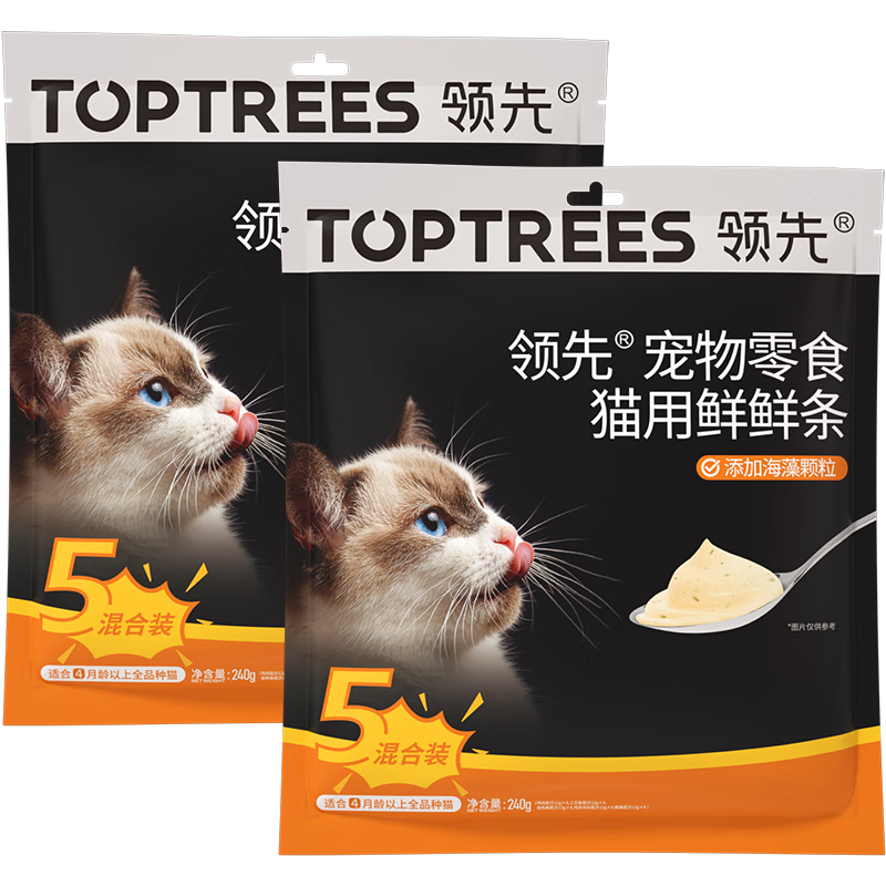 plus会员：Toptrees 领先 猫条12g*40条混合口味 24.9元（需领券）