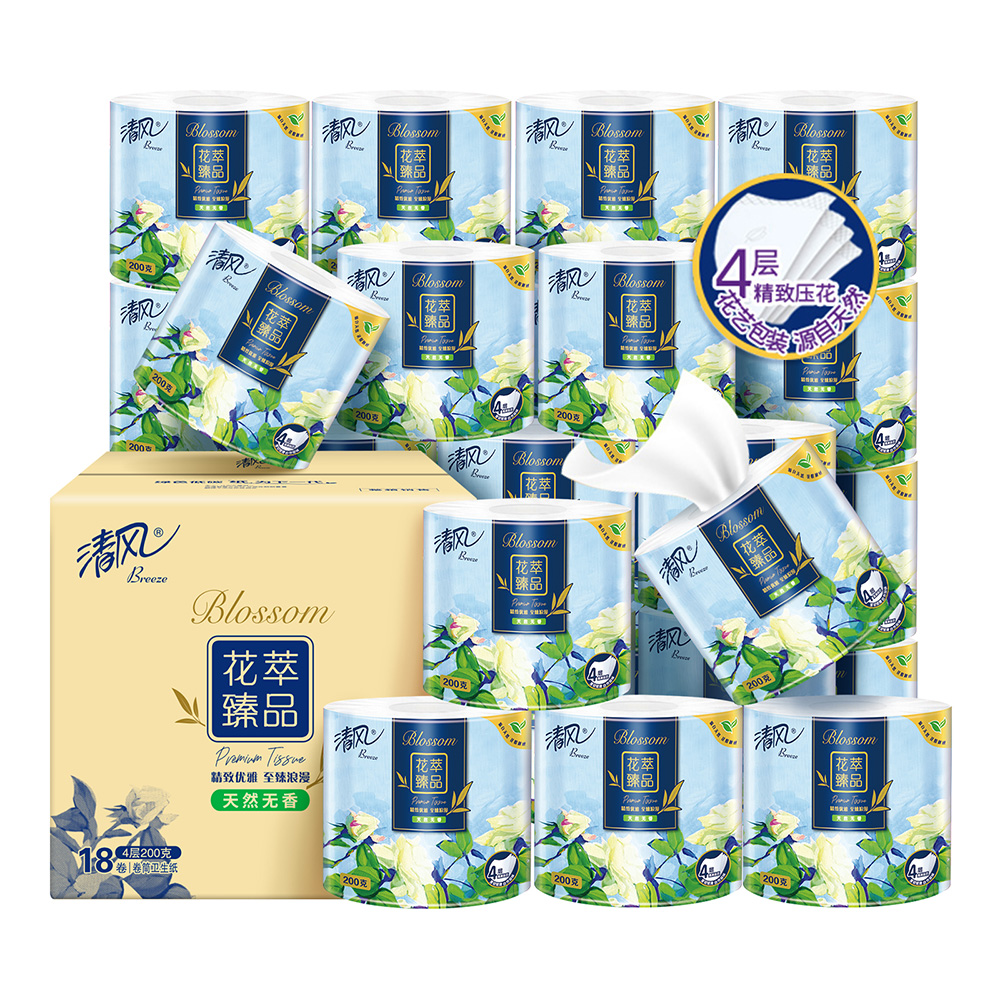 Breeze 清风 花萃臻品系列 有芯卷纸 4层*200g*18卷 32.14元（需凑单，共56.76元，