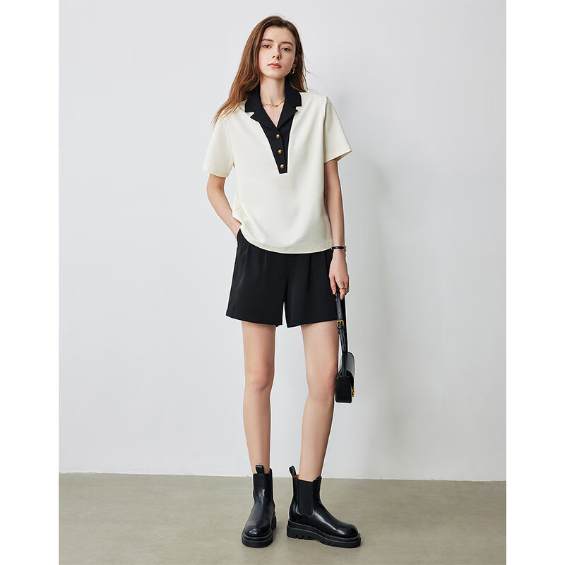 初语 撞色POLO领T恤 米杏色 XL 95.2元(需用券)