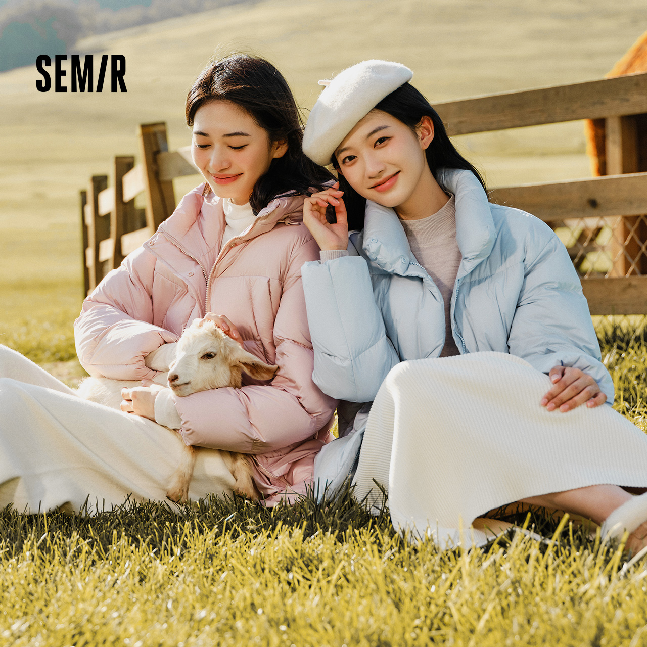 Semir 森马 鹅绒服三防羽绒服女冬季2024A字显瘦纯色立领上衣 398元（需用券）