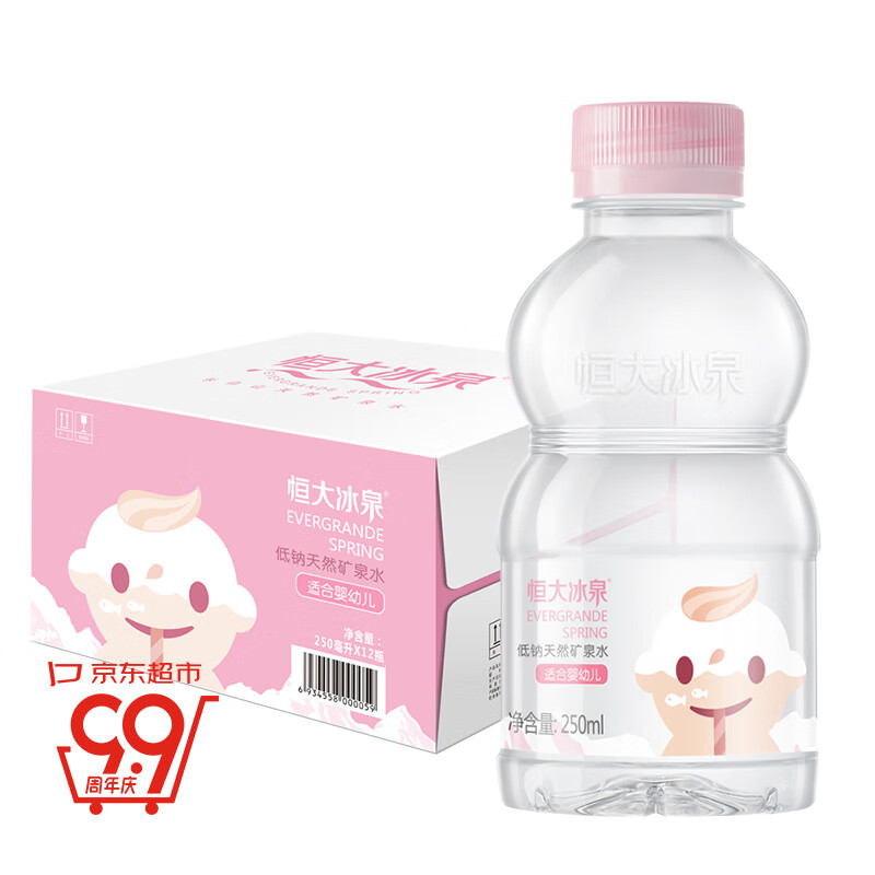 88VIP：恒大冰泉 低钠矿泉水250ml*12瓶 28.41元