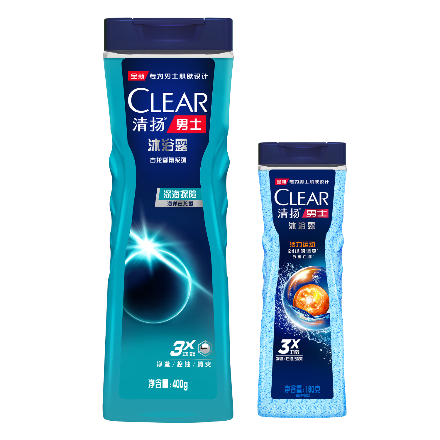 PLUS会员：CLEAR清扬 男士古龙香氛沐浴露组套（海洋香氛400g+活力运动180）*2