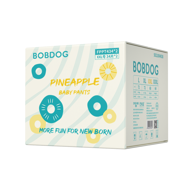 BoBDoG 巴布豆 新菠萝量贩装拉拉裤XXL码68片(15kg以上)婴儿尿不湿*2件 116.2元（合58.1元/件）包邮