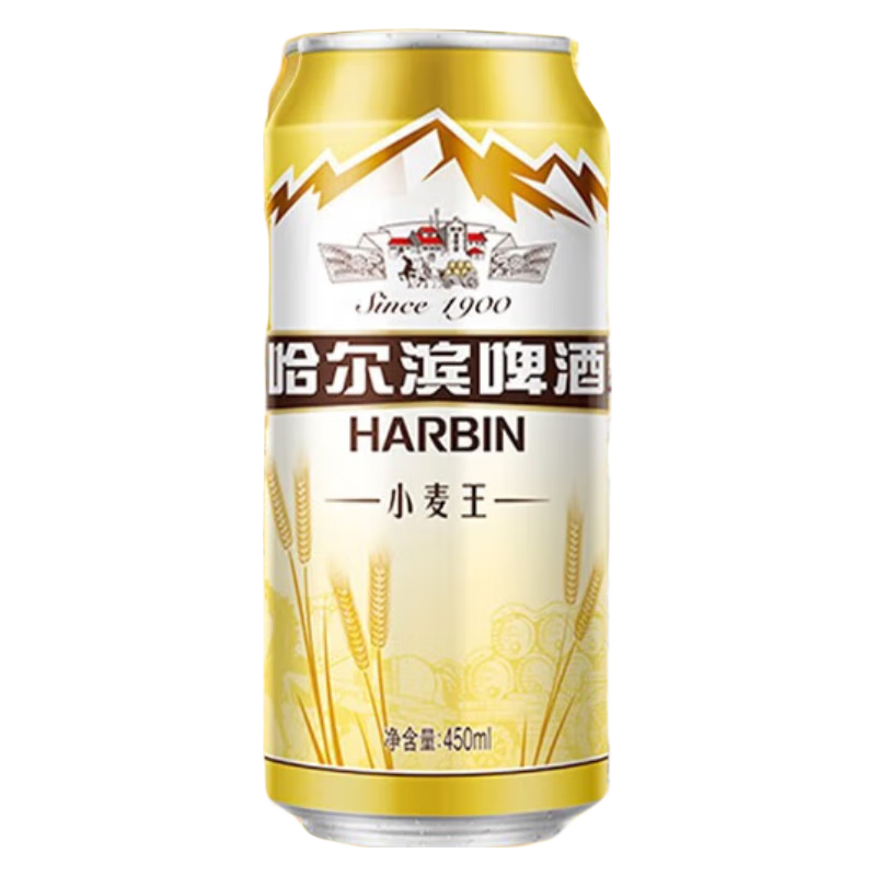 再降价，plus会员:哈尔滨啤酒（HARBIN）经典小麦王 450mL 15罐 整箱装*2件 86.14