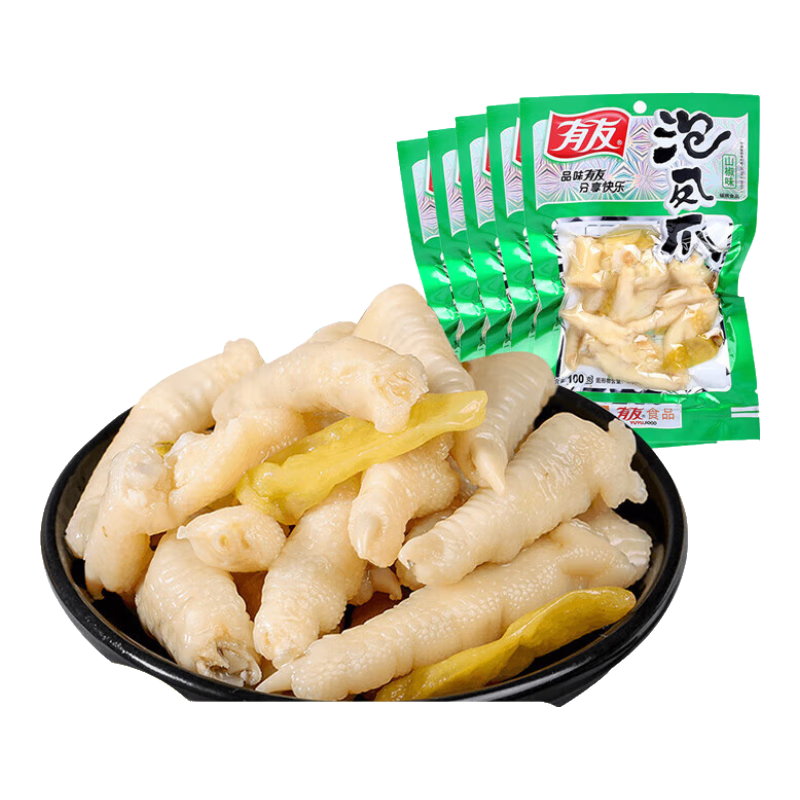 PLUS会员：有友 泡椒凤爪 山椒味100g*5 分享装*2件 返后59.12元（79.12元+返20超