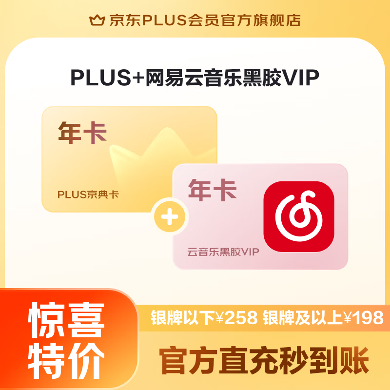 JINGDONG 京东 PLUS+网易云音乐黑胶VIP联名年卡 128元