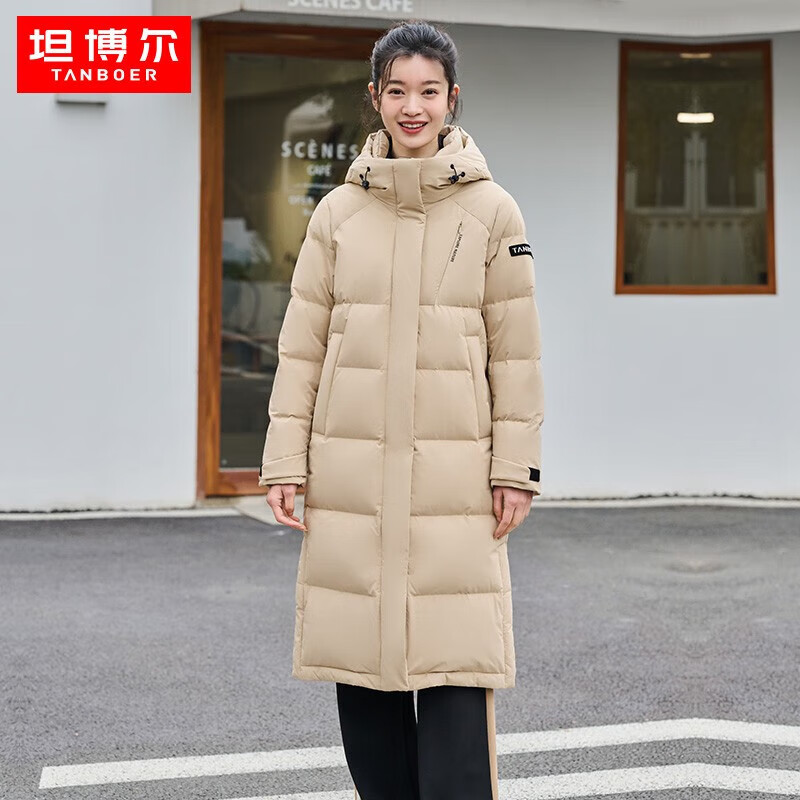 坦博尔 连帽羽绒服女长款韩版 TBF550852J 浅驼色 170/92A 551.08元（需用券）