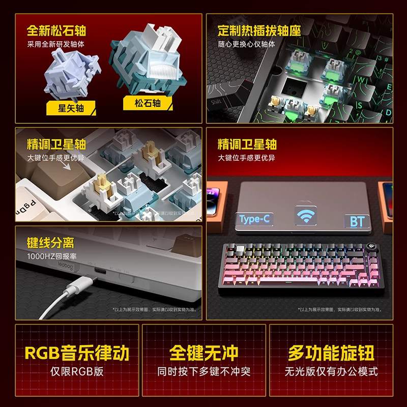 LEOBOG Hi75CPro三模有线客制化无线蓝牙键盘办公游戏通用 177.65元 - 清风线报