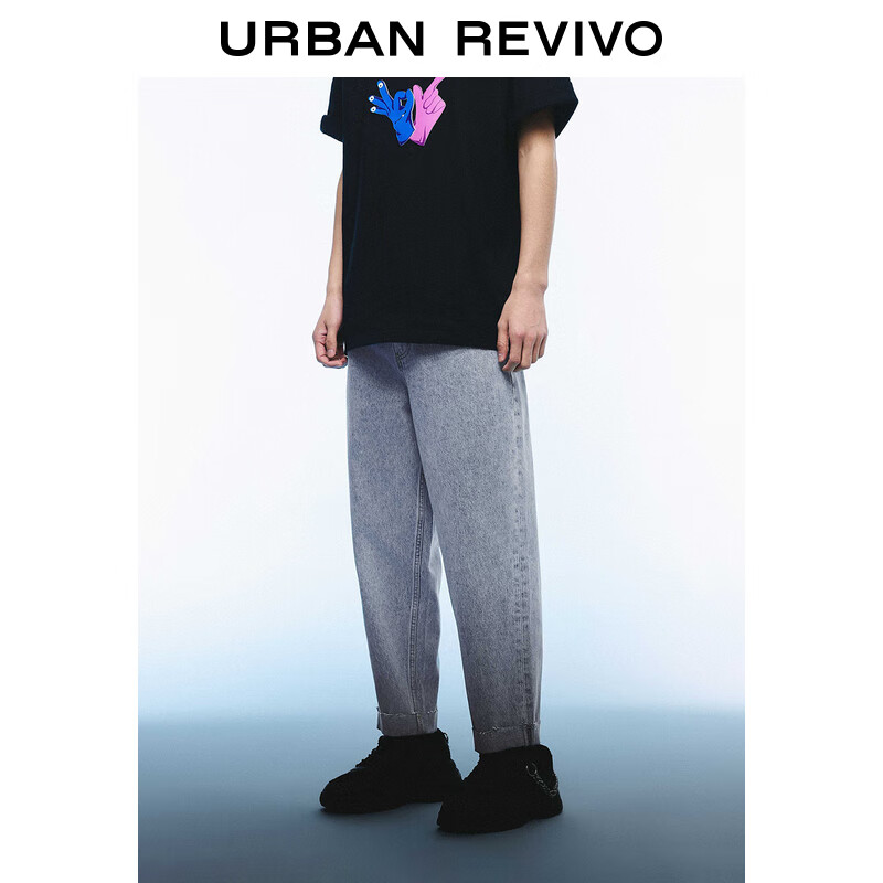 URBAN REVIVO 男士潮流休闲复古水洗翻折牛仔长裤 UMV840071 浅蓝 32 249元（需用券