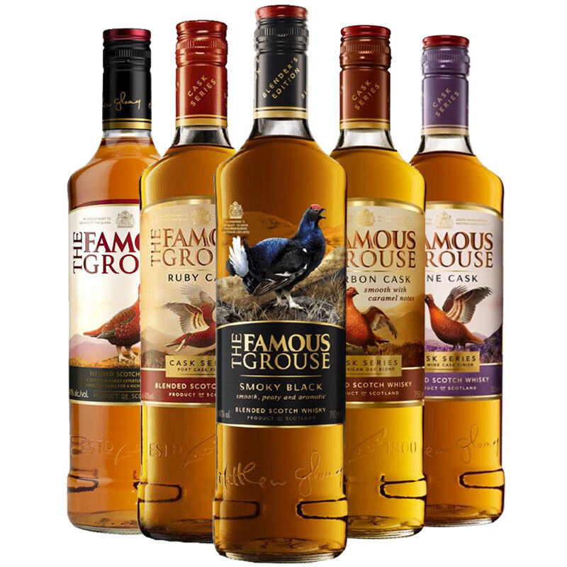 THE FAMOUS GROUSE 威雀苏格兰调配威士忌 英国进口洋酒 The Famous Grouse 5瓶组合装 