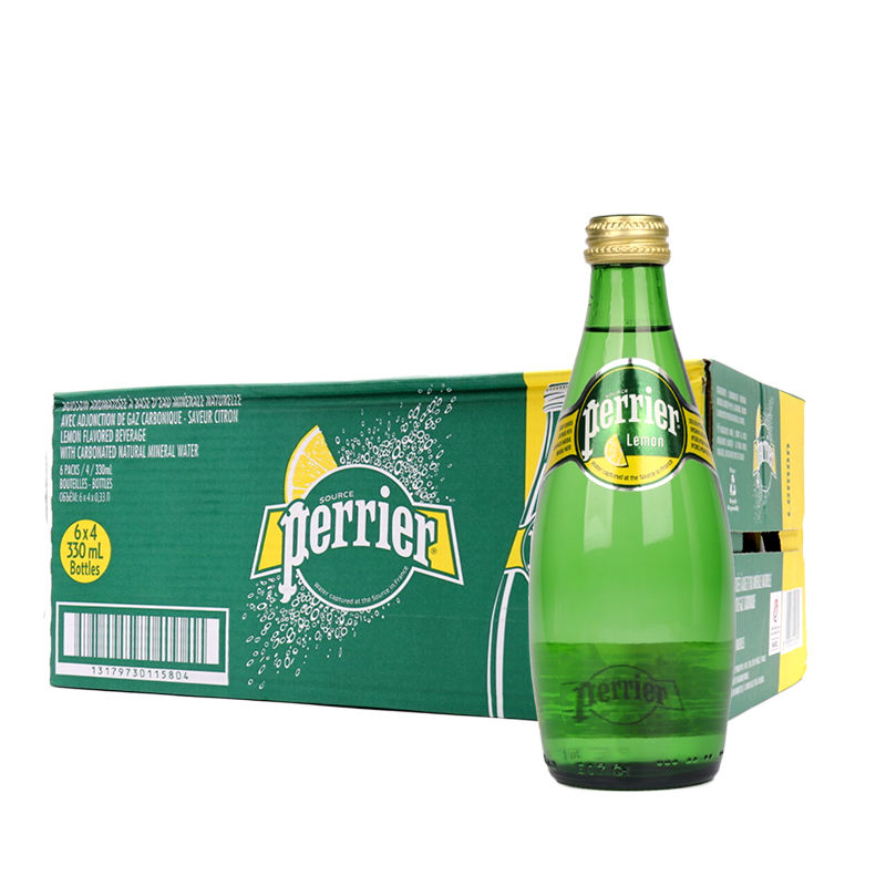 巴黎水 perrier 法国Perrier巴黎水柠檬味青柠味苏打气泡水330ml*5 25.9元