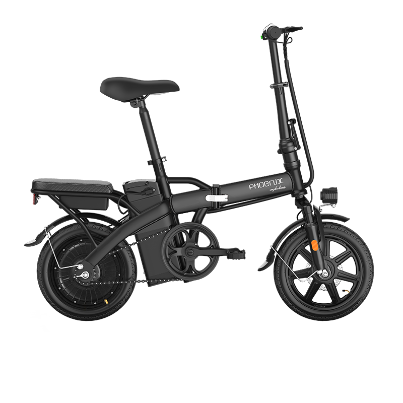 凤凰（Phoenix）电动自行车锂电池折叠电动车 小武仕 黑色/折叠款/48V可提电