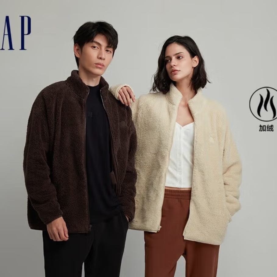 Plus会员：GAP 男女装 LOGO抱抱绒立领运动卫衣817851休闲上衣 82.82元