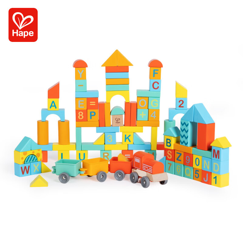 儿童节好礼、PLUS会员：Hape 儿童积木拼搭拼装木制质玩具102粒 82.96元包邮（