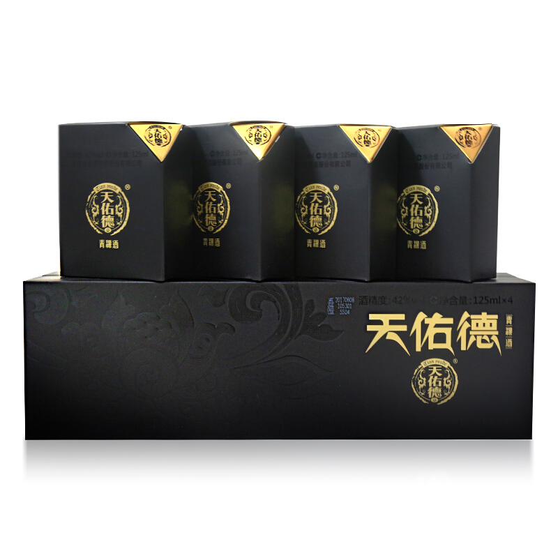 移动端、京东百亿补贴：天佑德 小黑系列 清香型白酒42度125ml*4瓶*6盒 438元