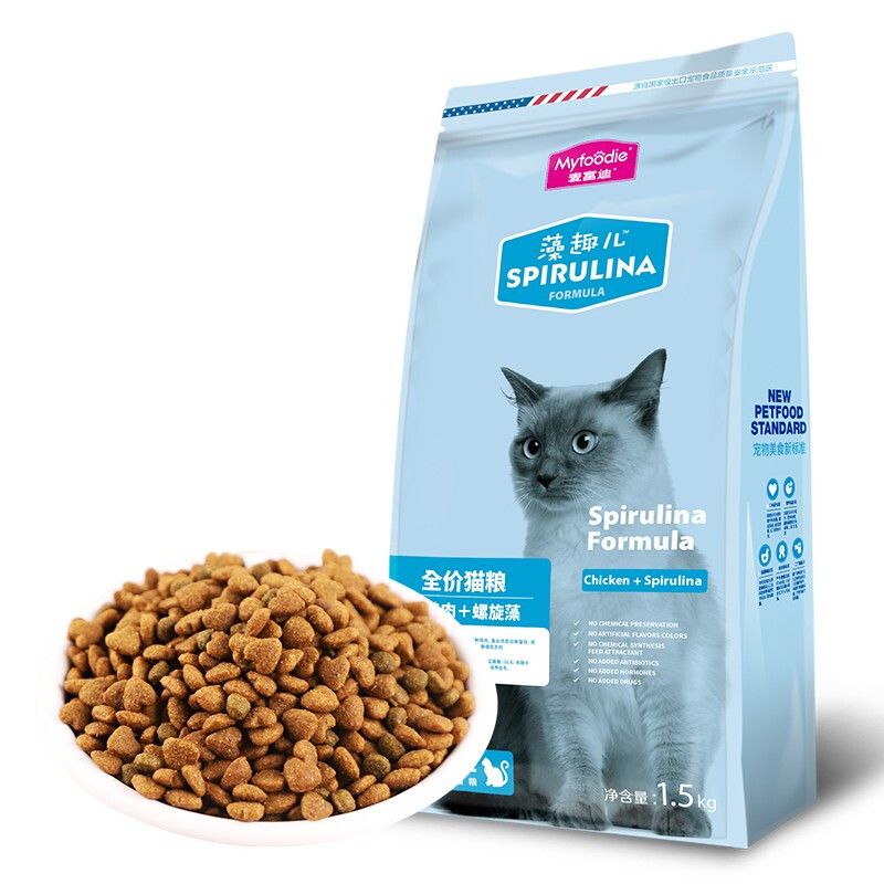 Myfoodie 麦富迪 鸡肉螺旋藻成猫猫粮 1.5kg 26元