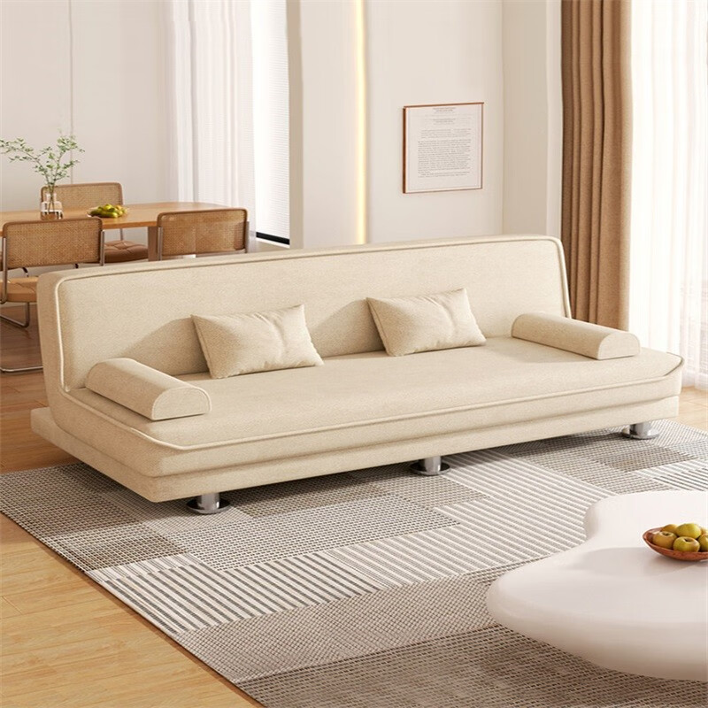 锦需 沙发客厅懒人沙发靠背可调 精织棉麻米白色沙发床两用1.8m 381.15元（需