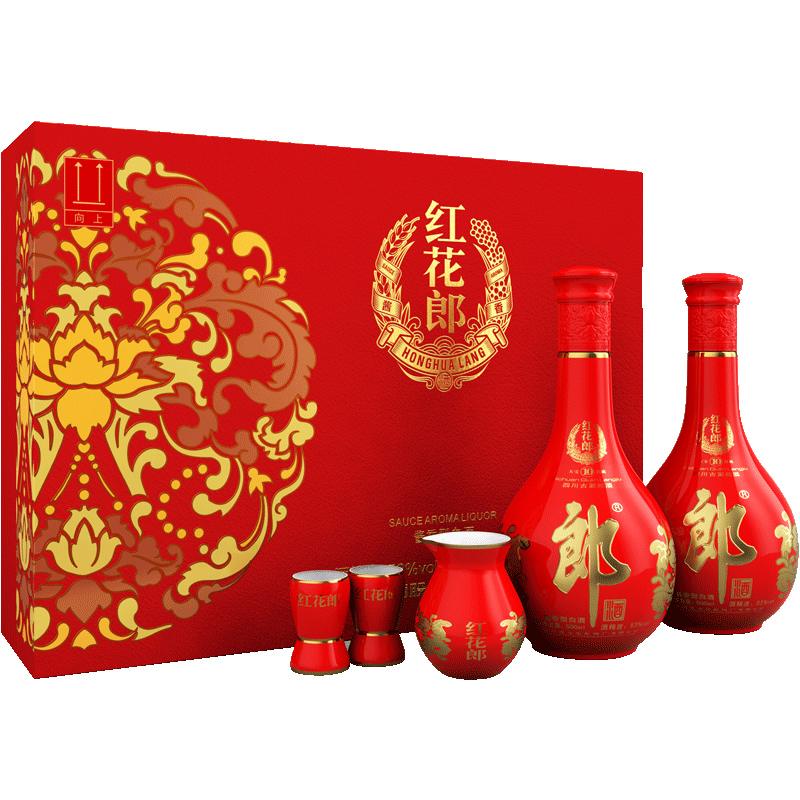 LANGJIU 郎酒 红花郎10 53%vol 酱香型白酒 500ml*2瓶 礼盒装 600元