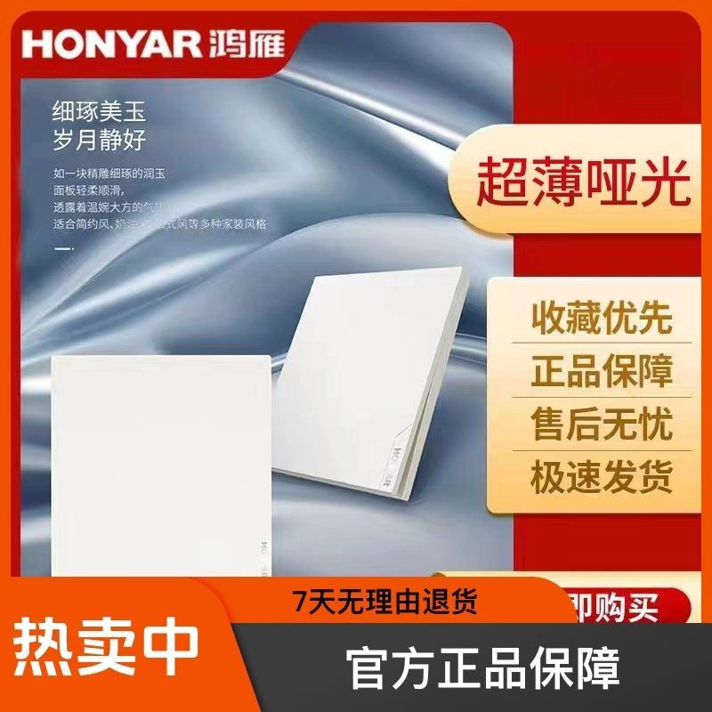 HONYAR 鸿雁 c5超薄6.5mm哑光白色86型号家用开关插座电脑空调插座 256元