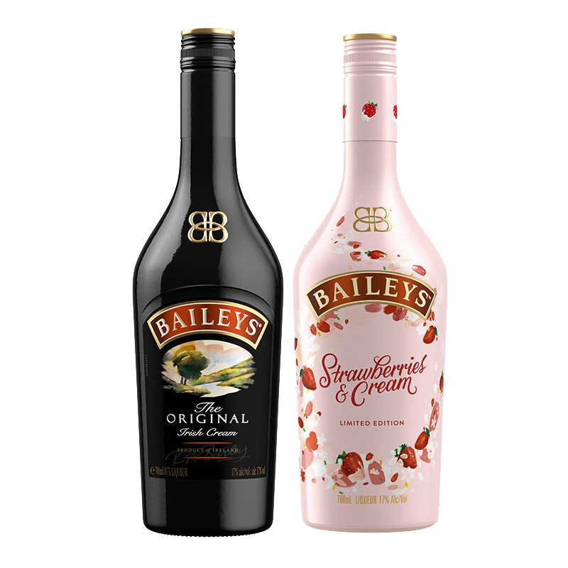 双11狂欢：Baileys 百利 甜酒 力娇酒奶酒 洋酒组合装 原味700ml+草莓味700ml 160.6