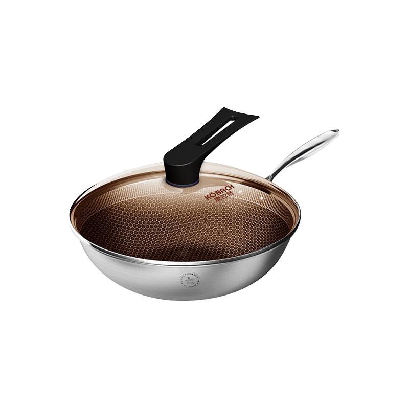 康巴赫 不锈钢家用蜂窝炒锅 32cm 101.27元（正文低至70.83）