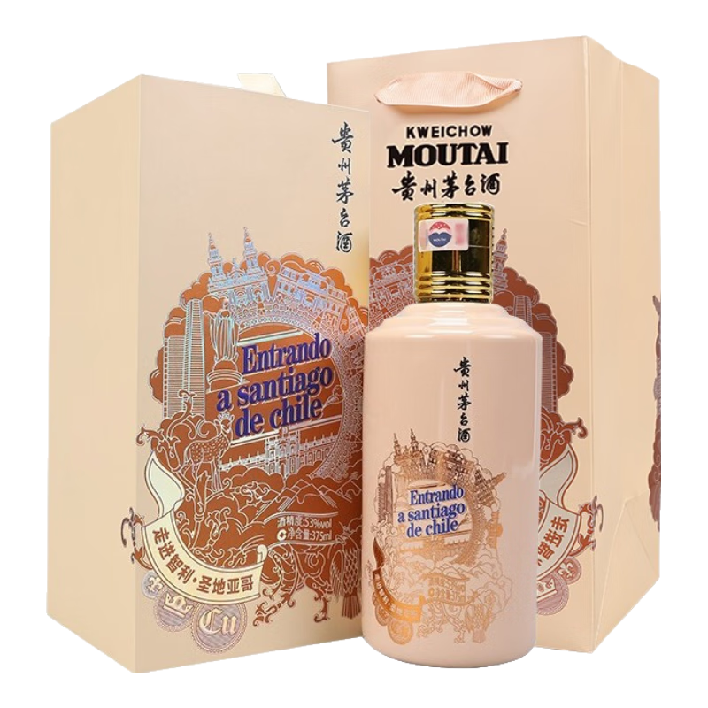 双11巅峰、PLUS会员：茅台（MOUTAI）走进智利·圣地亚哥 酱香型白酒 53度 375ml 