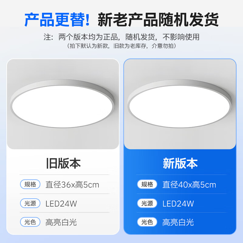 四季沐歌 照明吸顶灯led卧室灯具套餐全屋客厅灯饰阳台过道餐厅薄现代简约 22.95元