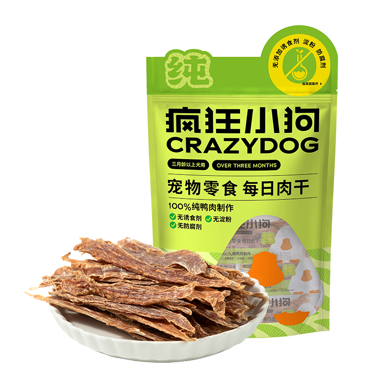 疯狂小狗 宠物狗零食肉干0添加磨牙训练通用 低脂鸡肉干36g 8.42元