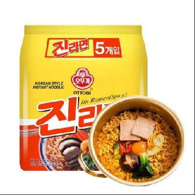 PLUS会员：OTTOGI 不倒翁 辣味金拉面 120g*5包 *4件 71.68元包邮（合17.92元/件）