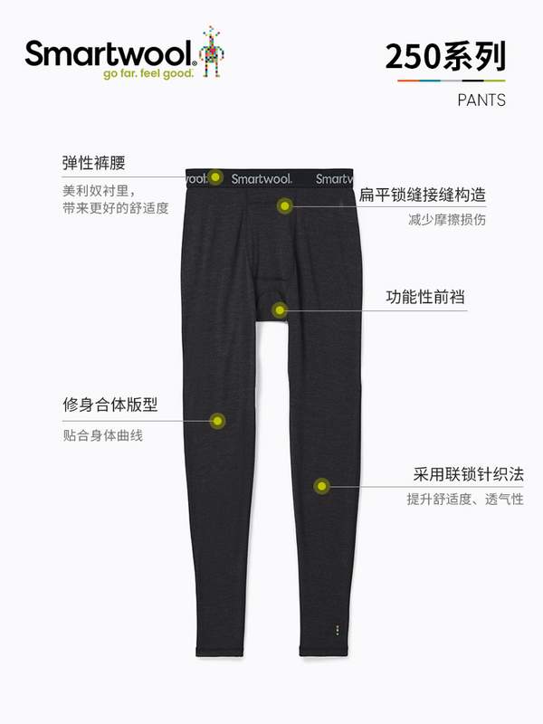 Smartwool 美利奴羊毛 250系列 男士防寒保暖贴身层羊毛长裤 6362550.41元（天猫折后1109元）