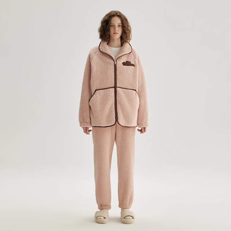 TEENIE WEENIE 小熊睡衣 女款秋冬季长袖立领加绒加厚保暖家居服 粉色 L 136元