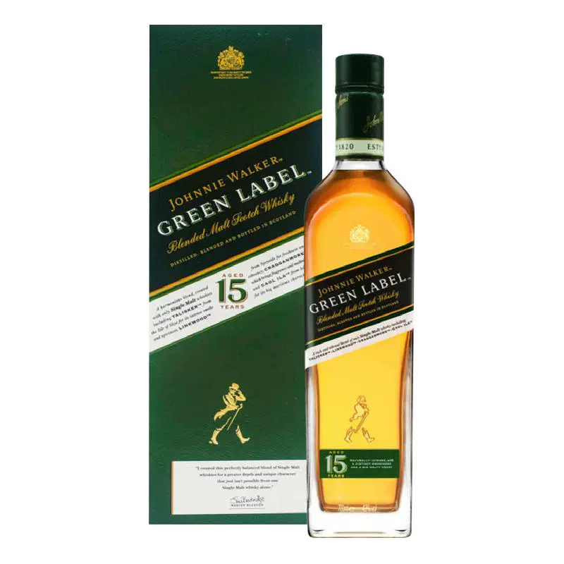 JOHNNIE WALKER 尊尼获加 绿牌 15年 调和 苏格兰威士忌 43%vol 750ml 单瓶装 ￥232.17