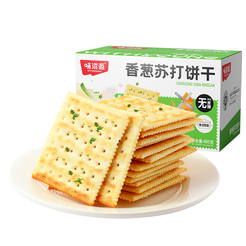 PLUS会员：味滋源香葱苏打饼干400g*1件 赠1件 共2件 15.77元（合7.88元/件）