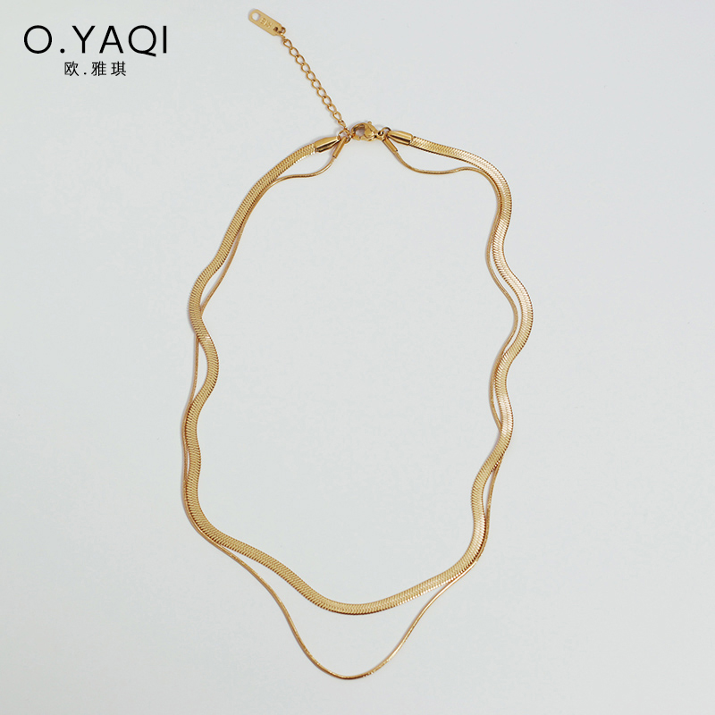 others 其他 OU·YAQI 欧·雅琪 双层蛇骨链钛钢镀18K金项链 21cm-50cm X087-8 35元