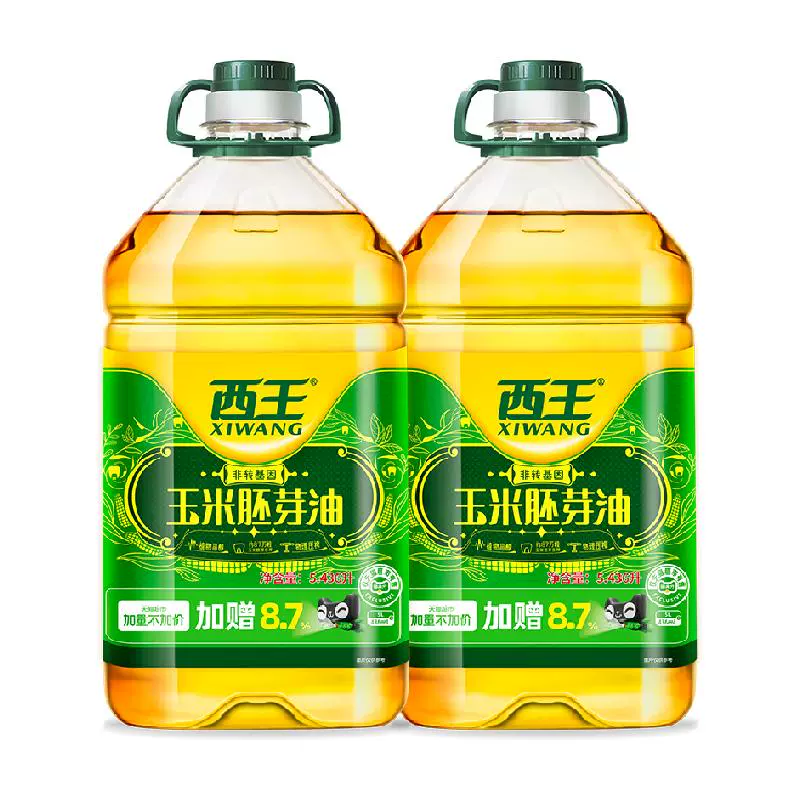 XIWANG 西王 加量不加价装玉米胚芽油5.436L*2非转基因物理压榨食用油囤货 ￥13