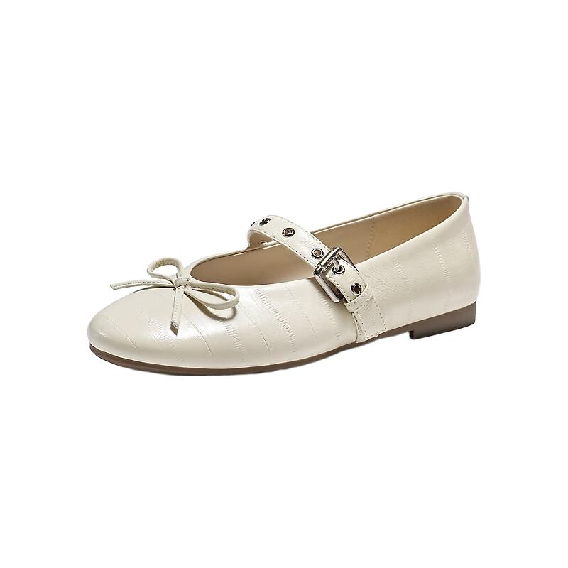百丽 甜酷风羊皮玛丽珍鞋女2026春质感浅口单鞋F3N1DAQ6 米色 37 469元