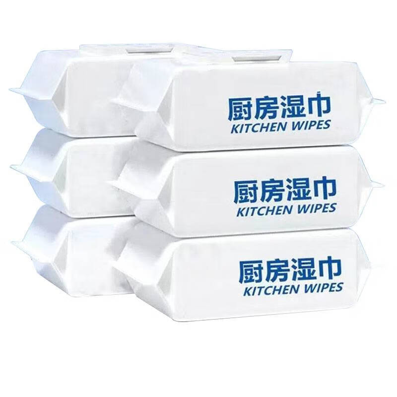 厨房清洁专用湿纸巾强力去油污超强加大加厚大包80抽 3包160抽 9.9元（需用